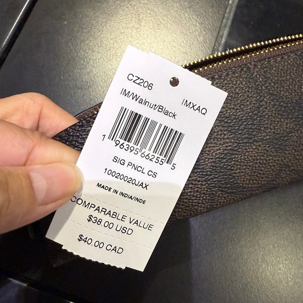 New‼️Coach Pencil Case In Signature Canvas CZ206 Walnut/Black - Picture 5 of 5